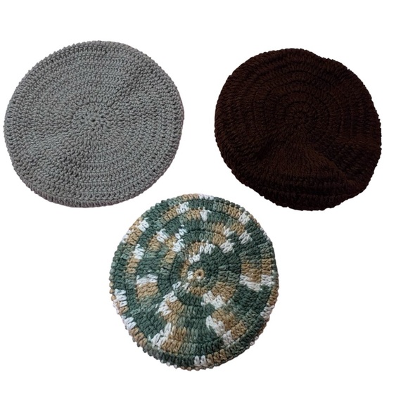 NEW Handmade Hand-knit Warm Wool Hats Women Multicolor Colors Lot of 3 - Picture 9 of 9